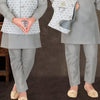 Raw Silk Grey Sherwani Set - Kumaran Silks