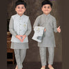 Raw Silk Grey Sherwani Set - Kumaran Silks