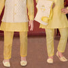 Raw Silk Light Yellow Sherwani Set - Kumaran Silks