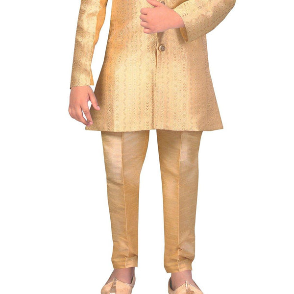 Raw Silk Gold Sherwani Set - Kumaran Silks