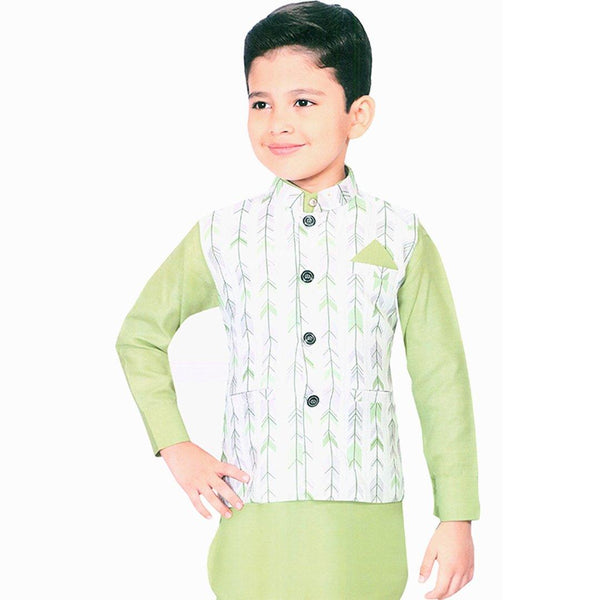 Raw Silk Light Green Sherwani Set - Kumaran Silks