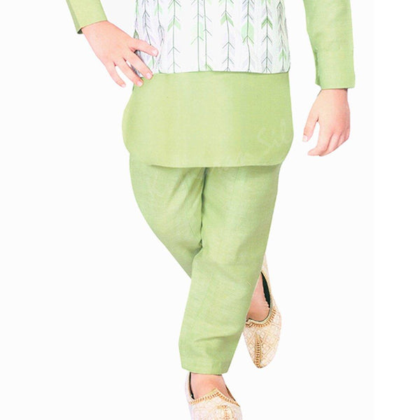 Raw Silk Light Green Sherwani Set - Kumaran Silks