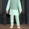Raw Silk Light Green Sherwani Set 02 - Kumaran Silks