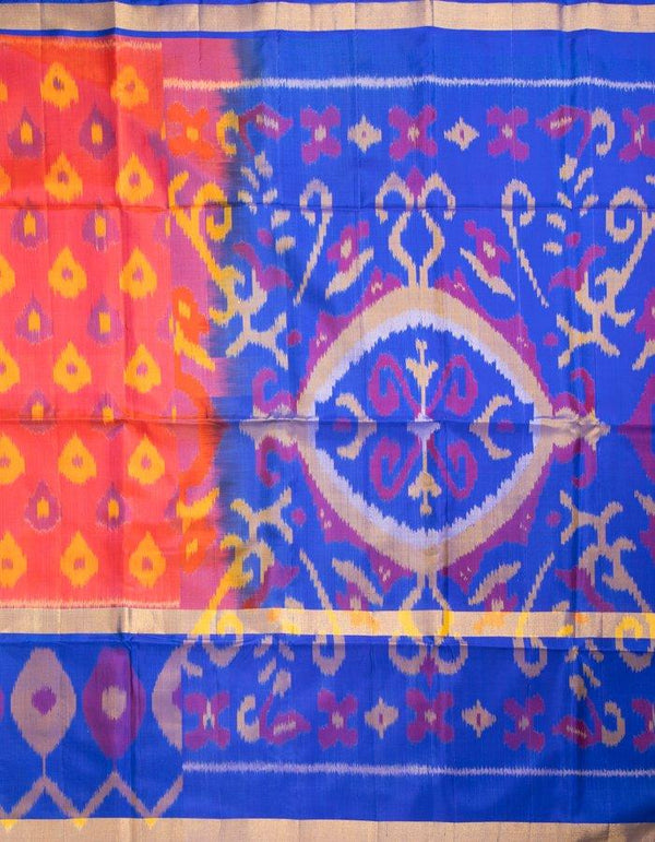 Red Soft Silk Saree With Pochampally Pallu - Kumaran Silks