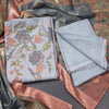 Mul Chanderi Grey Unstitched Salwar Material With Dupatta
