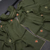 Mul Cotton Dark Olive Green Unstitched Salwar Material With Dupatta