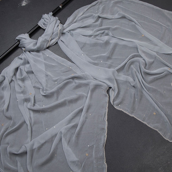 Mul Cotton Grey Unstitched Salwar Material With Dupatta 03