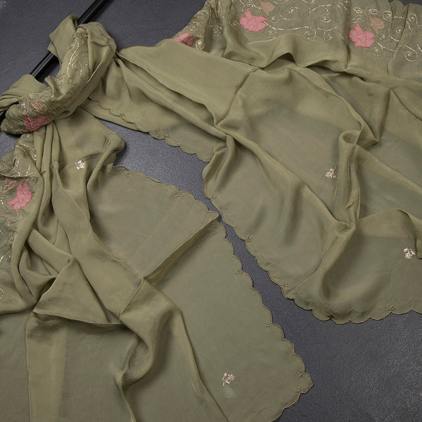 Mul Cotton Pista Green Unstitched Salwar Material With Dupatta 03