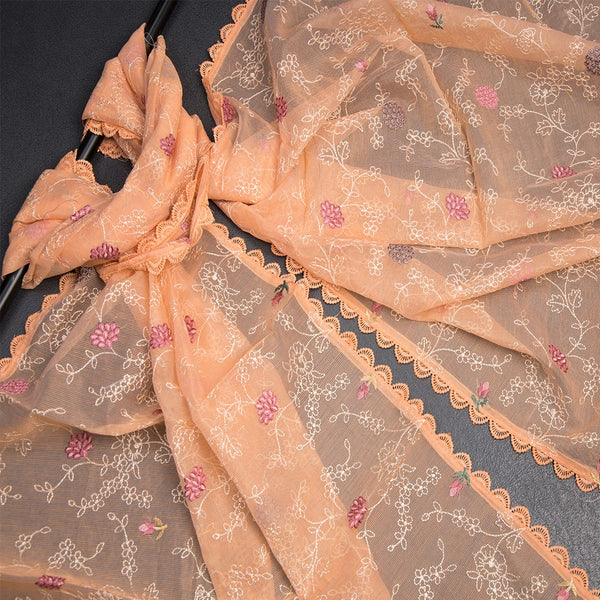 Mul Chanderi Peach Unstitched Salwar Material With Dupatta 02