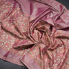 Tissue Pink Thread Embroidered Saree With Parrots On Trees Design
