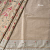 Tissue Cream Thread Embroidered Saree With Branches Design