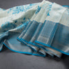 Semi Tussar Very Light Blue Floral Printed Saree