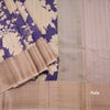 Semi Tussar Dark Purple Floral Printed Saree