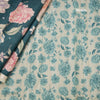 Semi Kataan Teal Green Floral Printed Saree