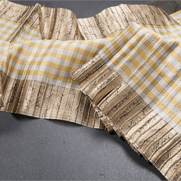 Tissue Multi Colour Checked Saree