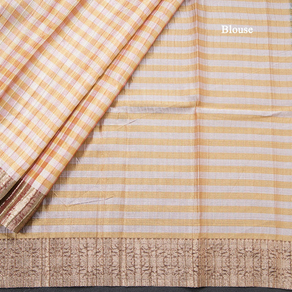 Tissue Multi Colour Checked Saree 02