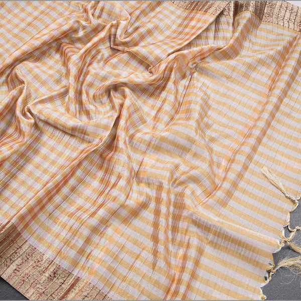 Tissue Multi Colour Checked Saree 02