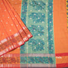 Semi Kataan Fanta Orange Saree With Zari Buttas