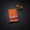 Semi Kataan Fanta Orange Saree With Zari Buttas