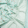Semi Kataan Turquoise Zari Worked Saree