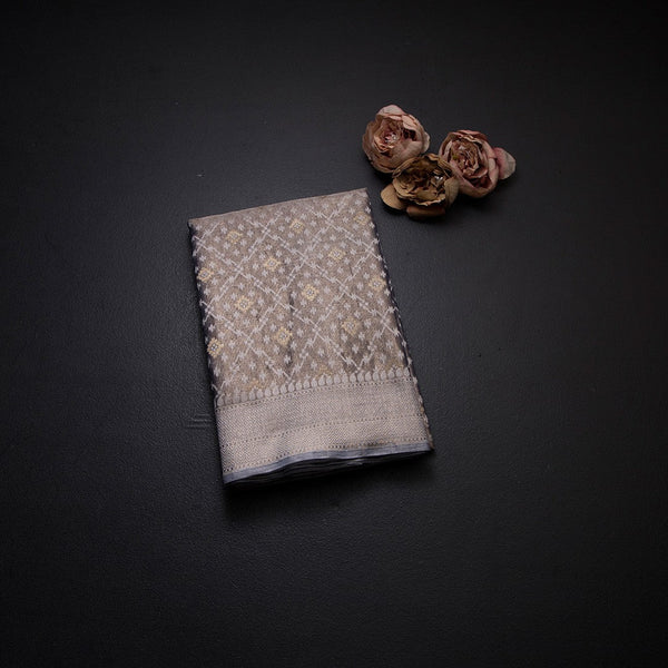 Tissue Grey Embossed Saree