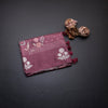 Satin Silk Onion Pink Floral Printed With Thread Work Saree