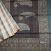 Tussar Dark Grey Checked Saree
