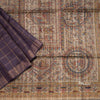 Tussar Dark Purple Checked Saree