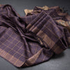 Tussar Dark Purple Checked Saree