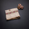 Linen Cream Floral Thread Work Saree
