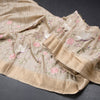 Raw Silk Cream Floral With Birds Thread Work Saree