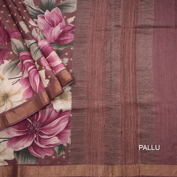 Tussar Light Maroon Printed Saree