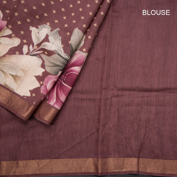 Tussar Light Maroon Printed Saree