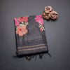 Raw Silks Black Stripes With Thread Work Saree