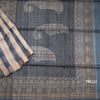 Tussar Dark Grey Checked Saree 02