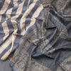 Tussar Dark Grey Checked Saree 02 - Kumaran Silks