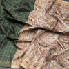 Raw Silks Checked And Kalamkari Handloom Printed Saree - Kumaran Silks