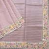 Tissue Banarasi Pink Stripes Saree With Thread Work