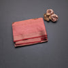 Linen Salmon Orange Floral Thread Work Saree