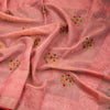 Linen Salmon Orange Floral Thread Work Saree - Kumaran Silks