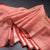 Linen Salmon Orange Floral Thread Work Saree