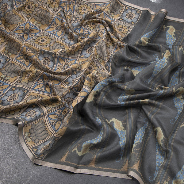 Semi Linen Multi Colour Floral Printed Saree