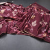 Semi Raw Silk Wine Colour Floral Printed Saree