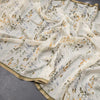 Semi Linen Cream Leaf Printed Saree