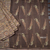 Semi Linen Brown Floral Printed Saree 03
