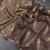 Semi Linen Brown Floral Printed Saree 03
