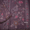 Semi Raw Silk Dark Purple Floral Printed Saree