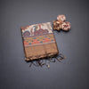 Semi Raw Silk Chocolate Brown Printed Saree