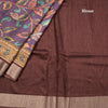 Tussar Dark Purple Floral Printed Saree