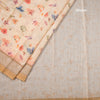 Semi Linen Cream Floral Printed Saree 05